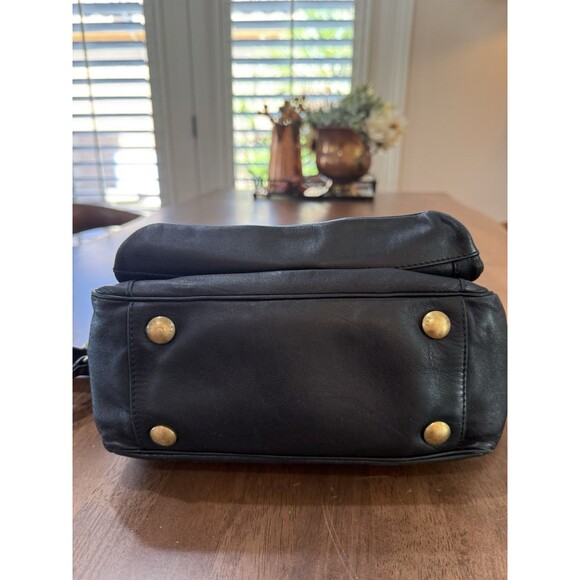 Rag & Bone Black Leather Satchel Tote Crossbody Gold Hardware Structured Handbag - Picture 10 of 16